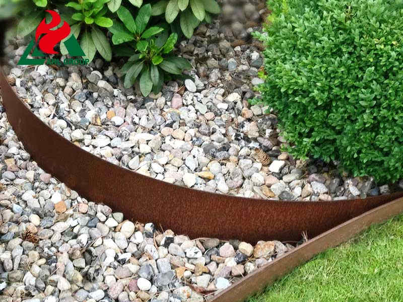 No paint corten steel planter box with House Number